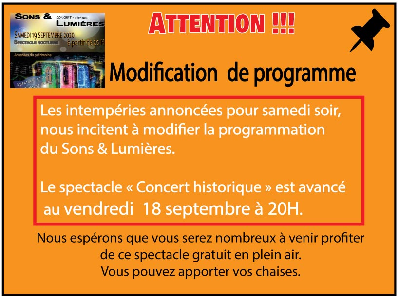 Spectacle Concert Historique avancé au vendredi 18/09